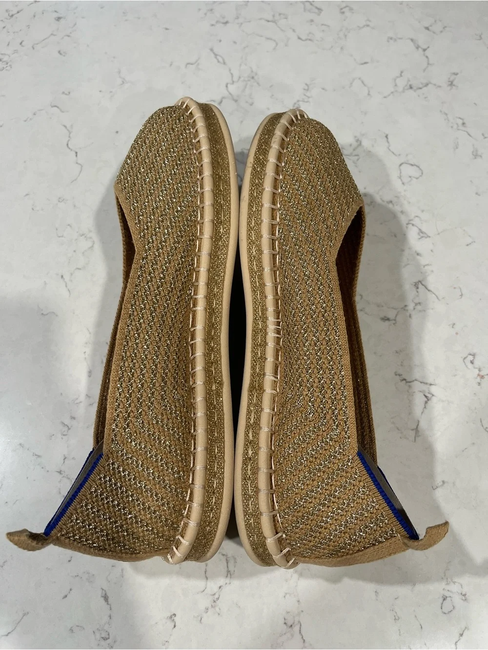 Rothy’s NWOB The Espadrille Gold Stripe Women’s Shoes Slip On Flats Size 9